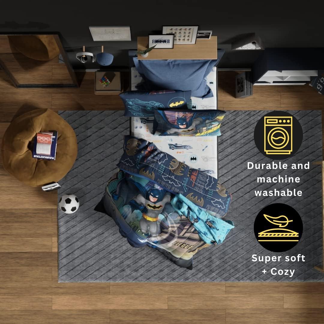 imageFranco Ms Rachel Educational Adventures Kids Bedding Super Soft Microfiber Comforter and Sheet Set 4 Piece Twin Size Officially Licensed ProductBatman