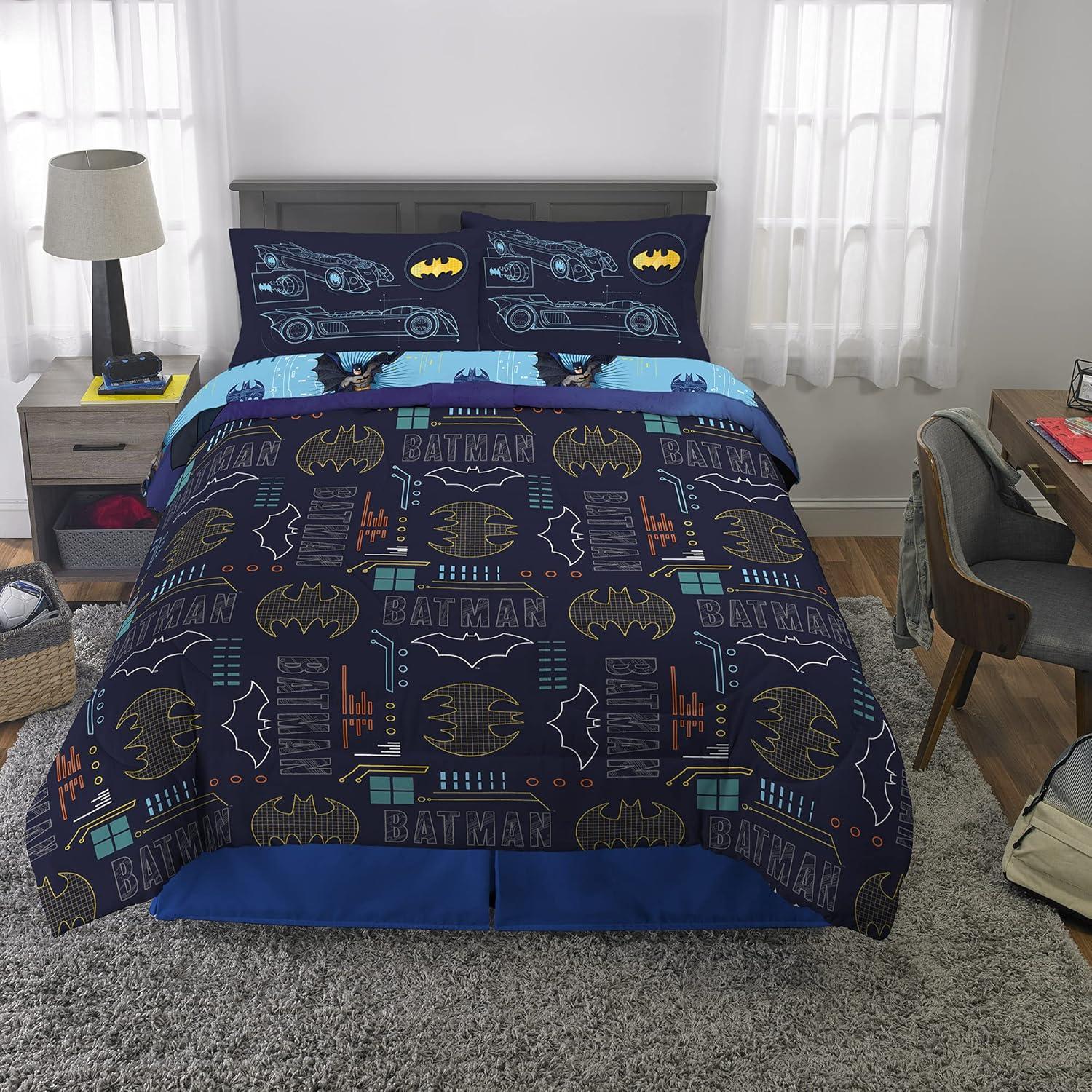 imageFranco Ms Rachel Educational Adventures Kids Bedding Super Soft Microfiber Comforter and Sheet Set 4 Piece Twin Size Officially Licensed ProductBatman