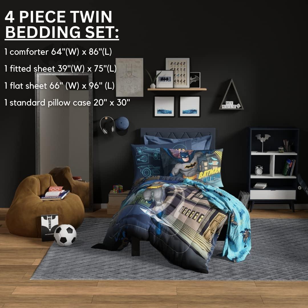 imageFranco Ms Rachel Educational Adventures Kids Bedding Super Soft Microfiber Comforter and Sheet Set 4 Piece Twin Size Officially Licensed ProductBatman