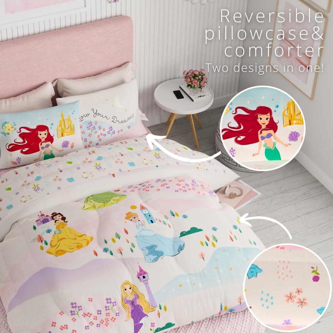 imageFranco Ms Rachel Educational Adventures Kids Bedding Super Soft Microfiber Comforter and Sheet Set 4 Piece Twin Size Officially Licensed ProductDisney Princess Following a Dream
