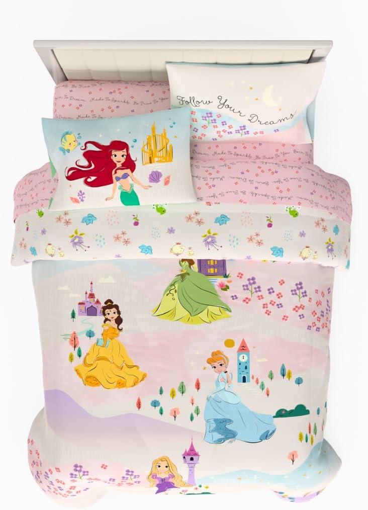 imageFranco Ms Rachel Educational Adventures Kids Bedding Super Soft Microfiber Comforter and Sheet Set 4 Piece Twin Size Officially Licensed ProductDisney Princess Following a Dream