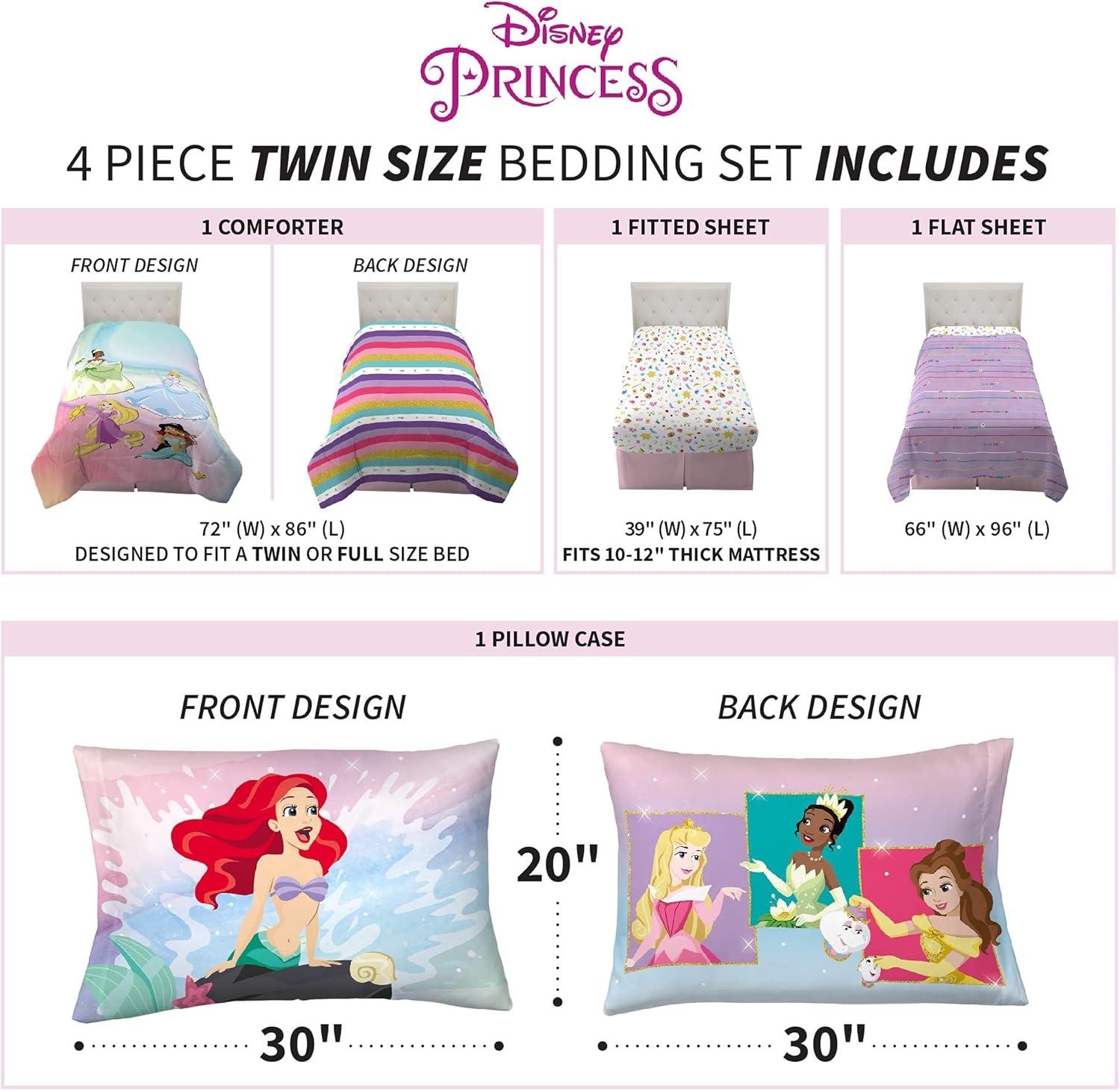 imageFranco Ms Rachel Educational Adventures Kids Bedding Super Soft Microfiber Comforter and Sheet Set 4 Piece Twin Size Officially Licensed ProductDisney Princess
