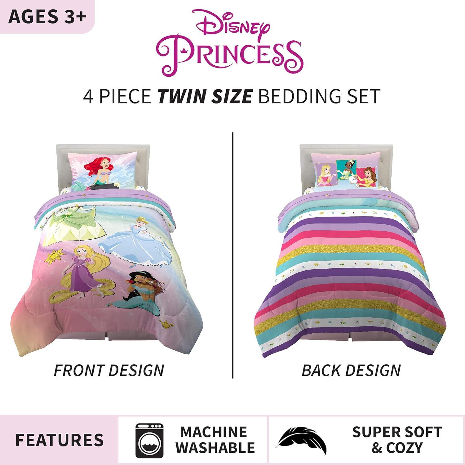 imageFranco Ms Rachel Educational Adventures Kids Bedding Super Soft Microfiber Comforter and Sheet Set 4 Piece Twin Size Officially Licensed ProductDisney Princess