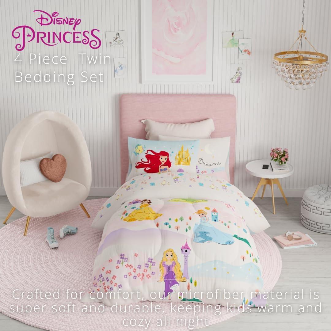 imageFranco Ms Rachel Educational Adventures Kids Bedding Super Soft Microfiber Comforter and Sheet Set 4 Piece Twin Size Officially Licensed ProductDisney Princess Following a Dream