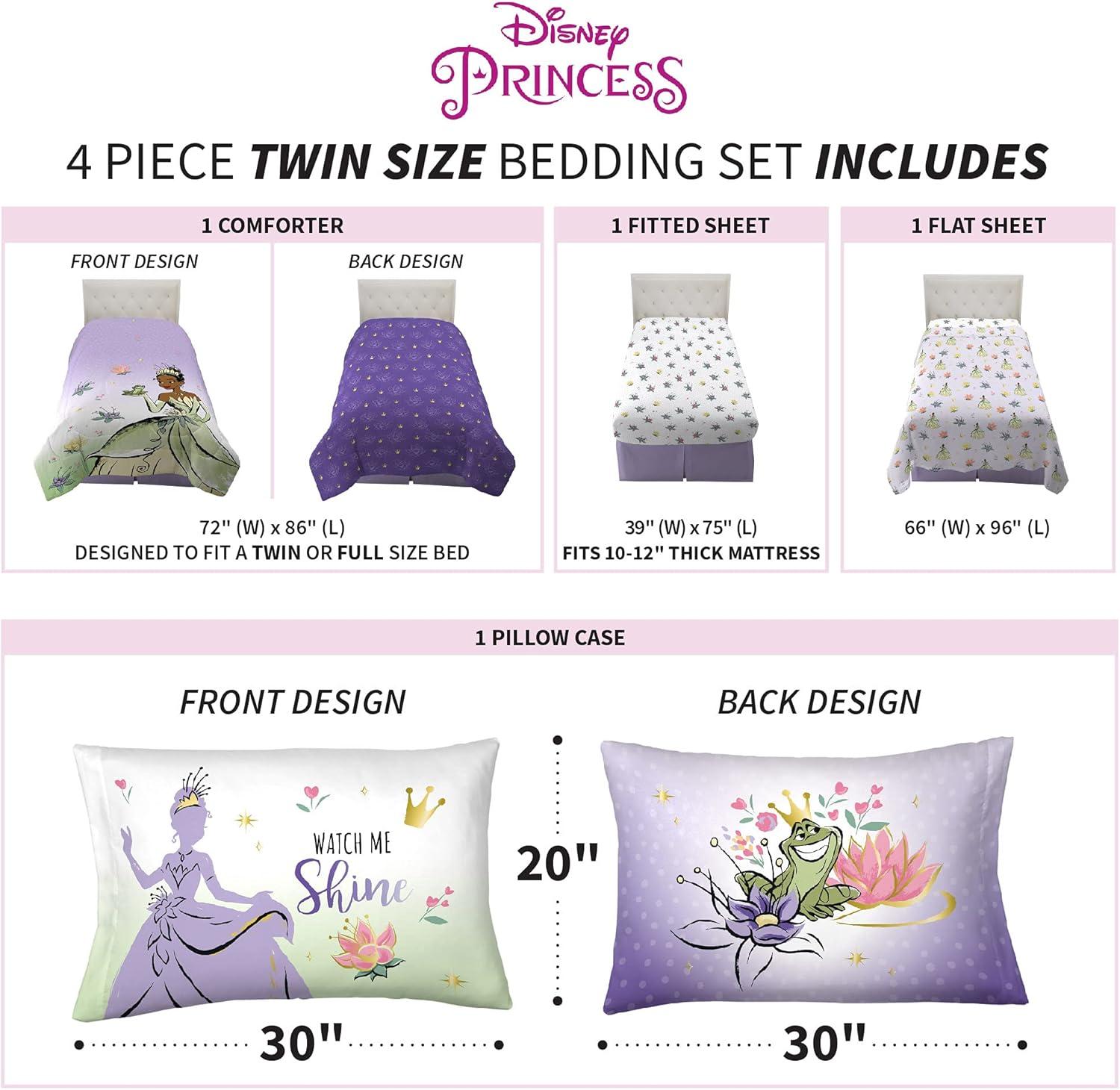 imageFranco Ms Rachel Educational Adventures Kids Bedding Super Soft Microfiber Comforter and Sheet Set 4 Piece Twin Size Officially Licensed ProductDisney Princess Tiana