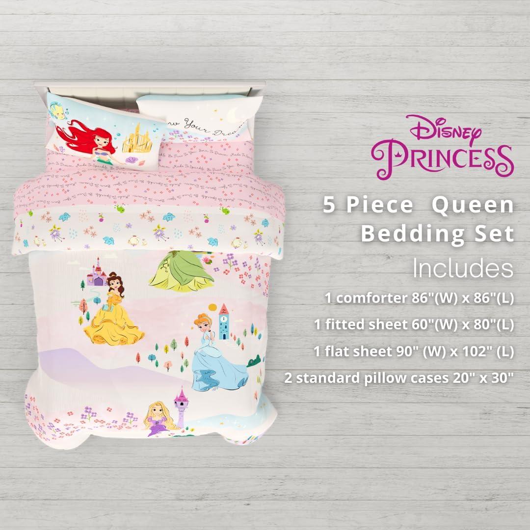 imageFranco Ms Rachel Educational Adventures Kids Bedding Super Soft Microfiber Comforter and Sheet Set 4 Piece Twin Size Officially Licensed ProductDisney Princess Following a Dream