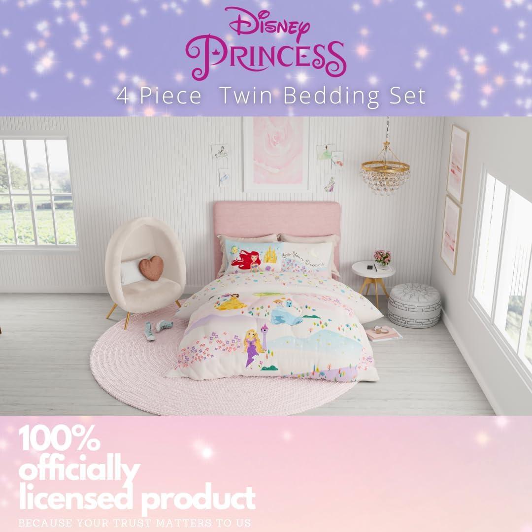 imageFranco Ms Rachel Educational Adventures Kids Bedding Super Soft Microfiber Comforter and Sheet Set 4 Piece Twin Size Officially Licensed ProductDisney Princess Following a Dream