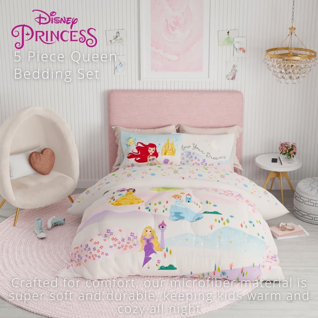 imageFranco Ms Rachel Educational Adventures Kids Bedding Super Soft Microfiber Comforter and Sheet Set 4 Piece Twin Size Officially Licensed ProductDisney Princess Following a Dream