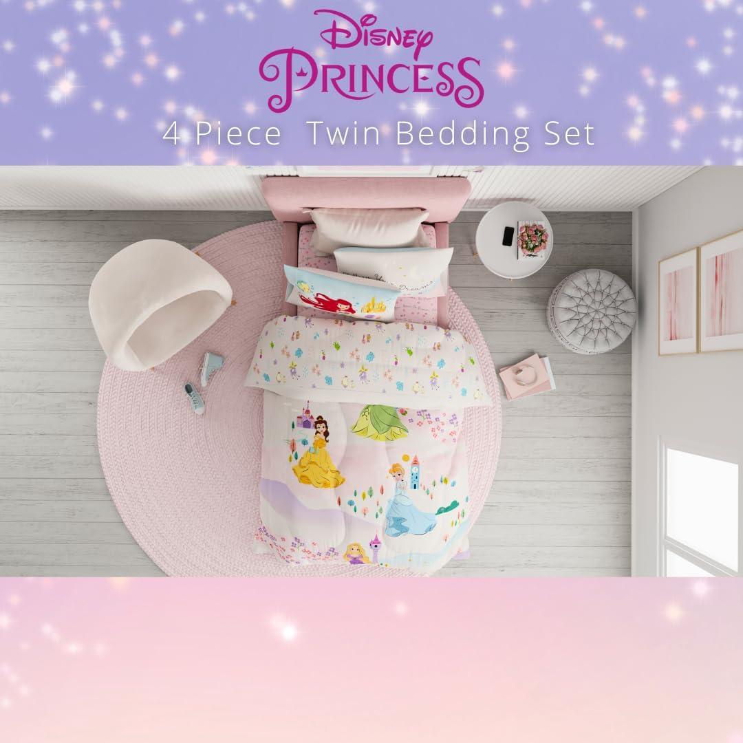 imageFranco Ms Rachel Educational Adventures Kids Bedding Super Soft Microfiber Comforter and Sheet Set 4 Piece Twin Size Officially Licensed ProductDisney Princess Following a Dream