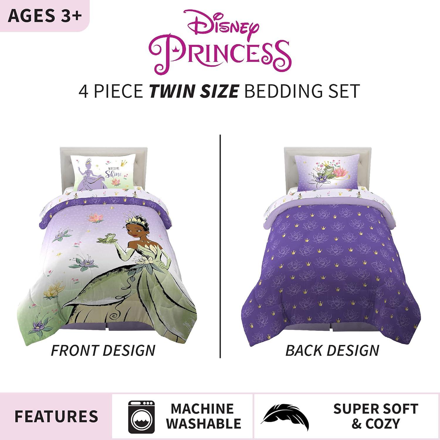 imageFranco Ms Rachel Educational Adventures Kids Bedding Super Soft Microfiber Comforter and Sheet Set 4 Piece Twin Size Officially Licensed ProductDisney Princess Tiana