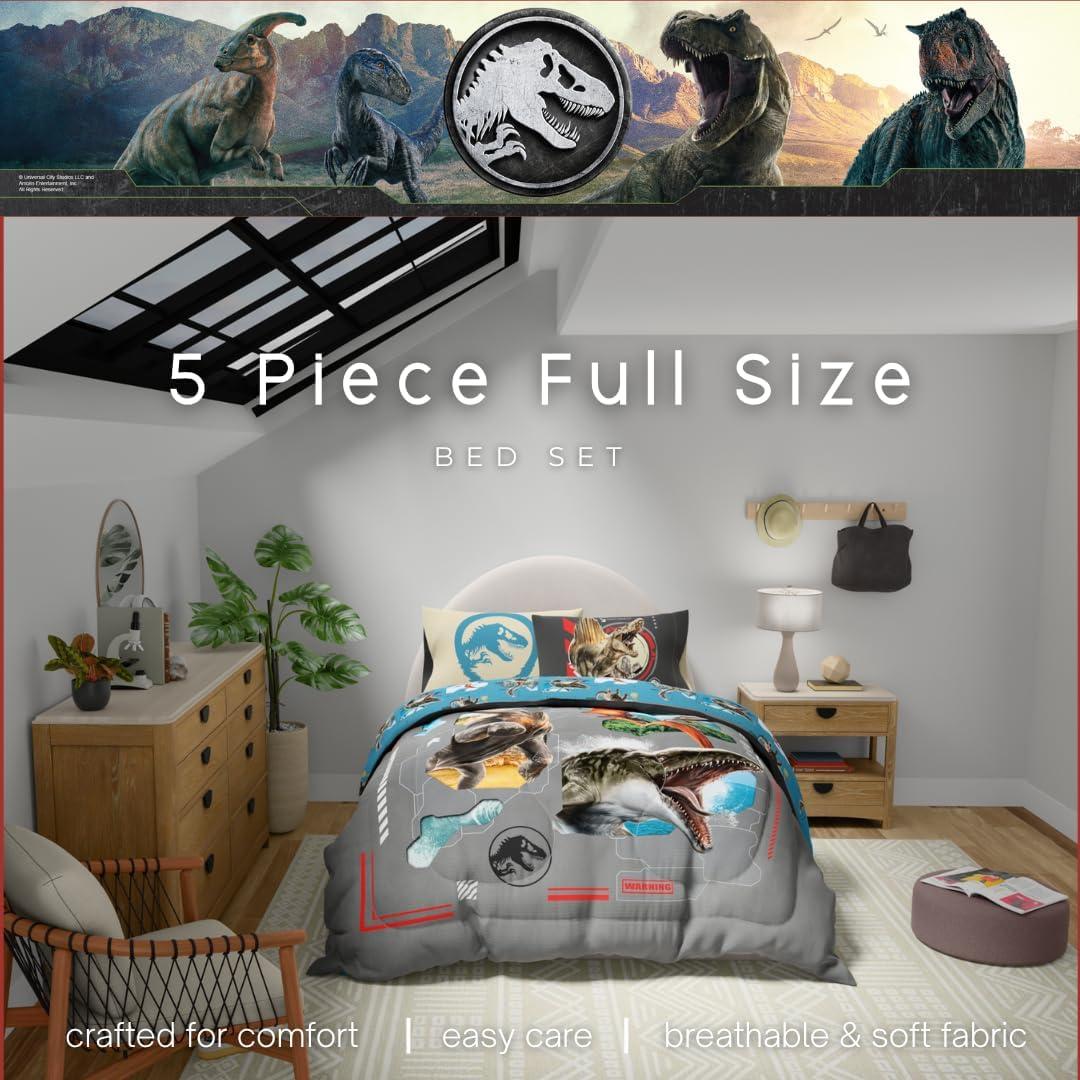 imageFranco Ms Rachel Educational Adventures Kids Bedding Super Soft Microfiber Comforter and Sheet Set 4 Piece Twin Size Officially Licensed ProductJurassic World Rebirth
