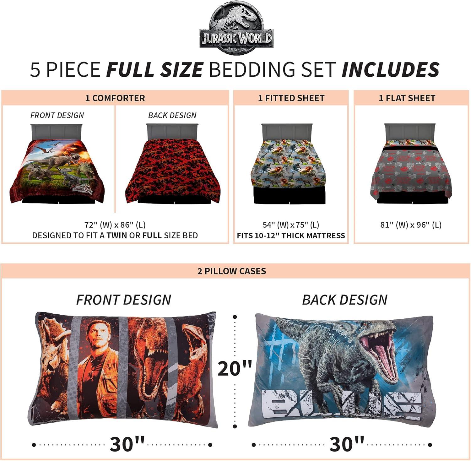 imageFranco Ms Rachel Educational Adventures Kids Bedding Super Soft Microfiber Comforter and Sheet Set 4 Piece Twin Size Officially Licensed ProductJurassic World