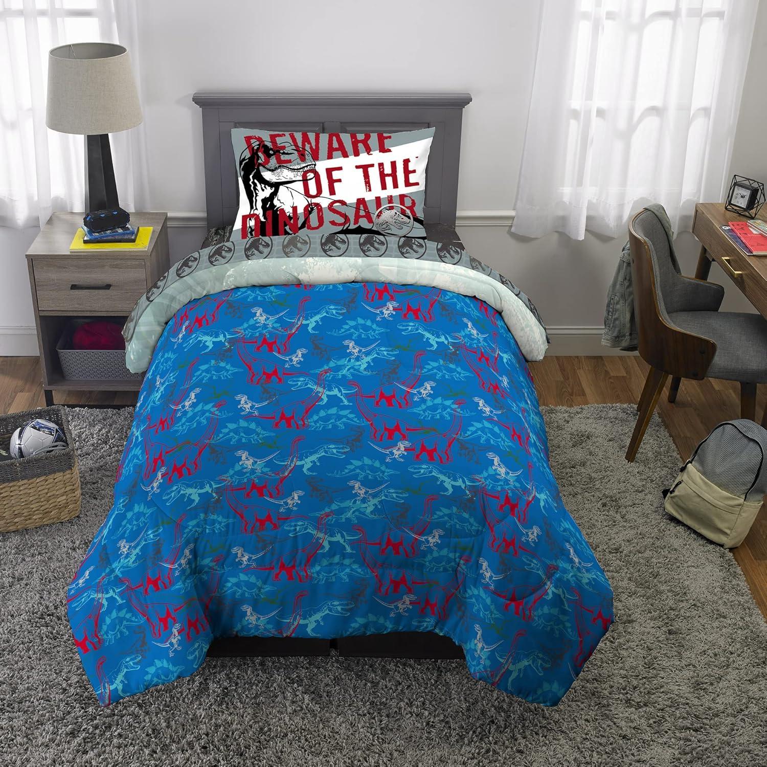 imageFranco Ms Rachel Educational Adventures Kids Bedding Super Soft Microfiber Comforter and Sheet Set 4 Piece Twin Size Officially Licensed ProductJurassic World Dominion