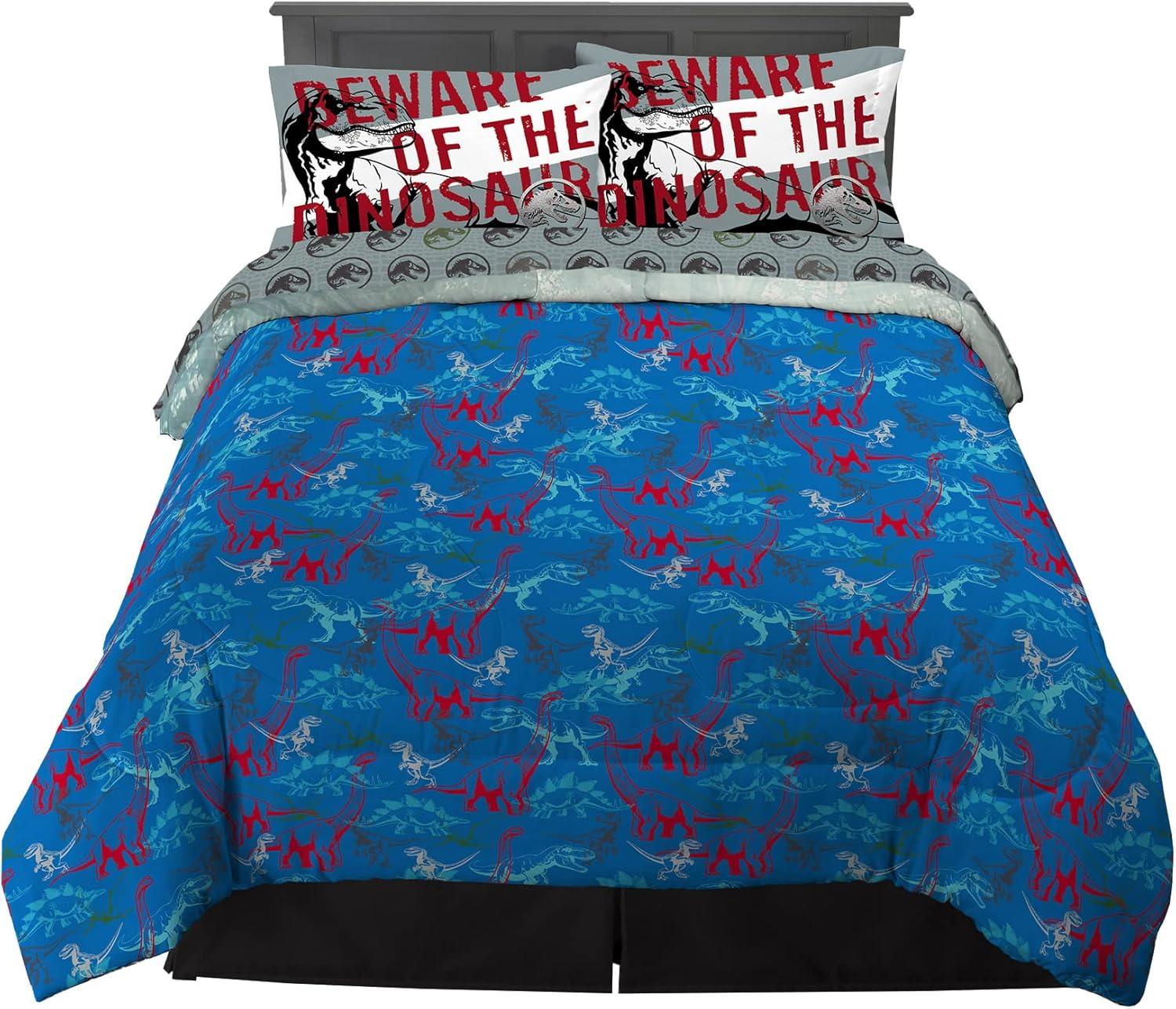 imageFranco Ms Rachel Educational Adventures Kids Bedding Super Soft Microfiber Comforter and Sheet Set 4 Piece Twin Size Officially Licensed ProductJurassic World Dominion