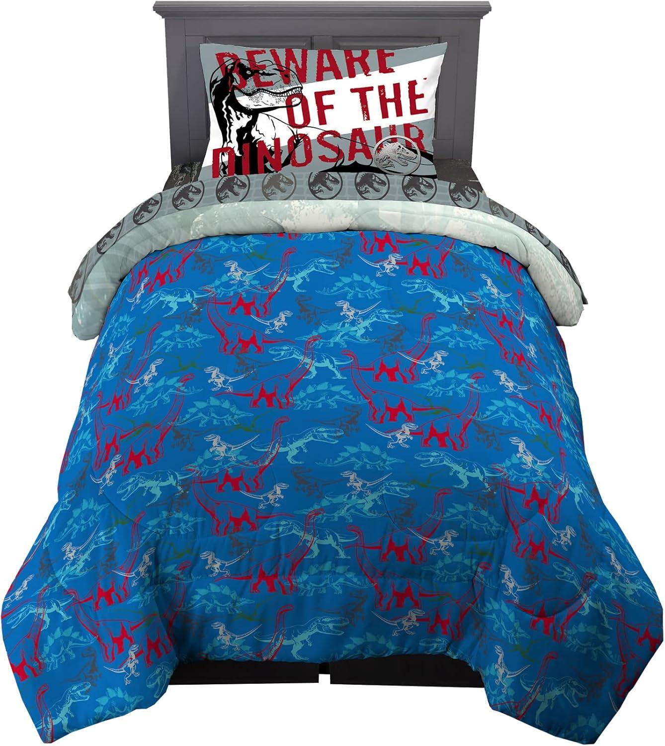imageFranco Ms Rachel Educational Adventures Kids Bedding Super Soft Microfiber Comforter and Sheet Set 4 Piece Twin Size Officially Licensed ProductJurassic World Dominion