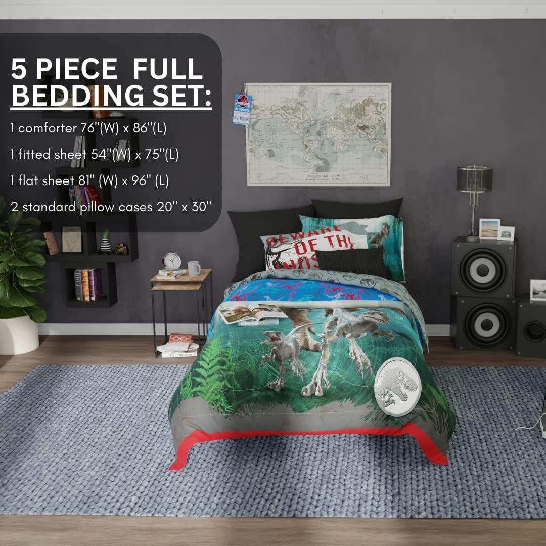 imageFranco Ms Rachel Educational Adventures Kids Bedding Super Soft Microfiber Comforter and Sheet Set 4 Piece Twin Size Officially Licensed ProductJurassic World Dominion