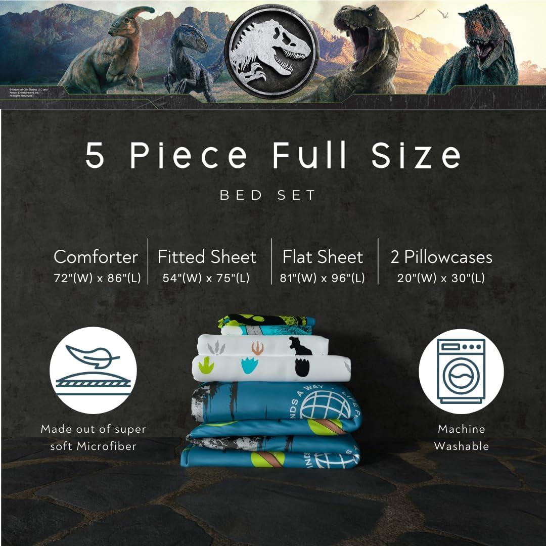 imageFranco Ms Rachel Educational Adventures Kids Bedding Super Soft Microfiber Comforter and Sheet Set 4 Piece Twin Size Officially Licensed ProductJurassic World Rebirth