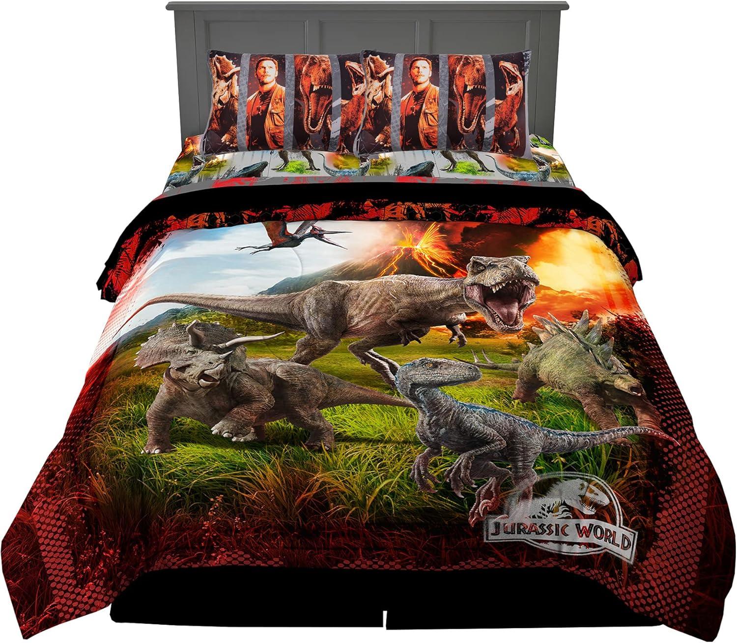 imageFranco Ms Rachel Educational Adventures Kids Bedding Super Soft Microfiber Comforter and Sheet Set 4 Piece Twin Size Officially Licensed ProductJurassic World