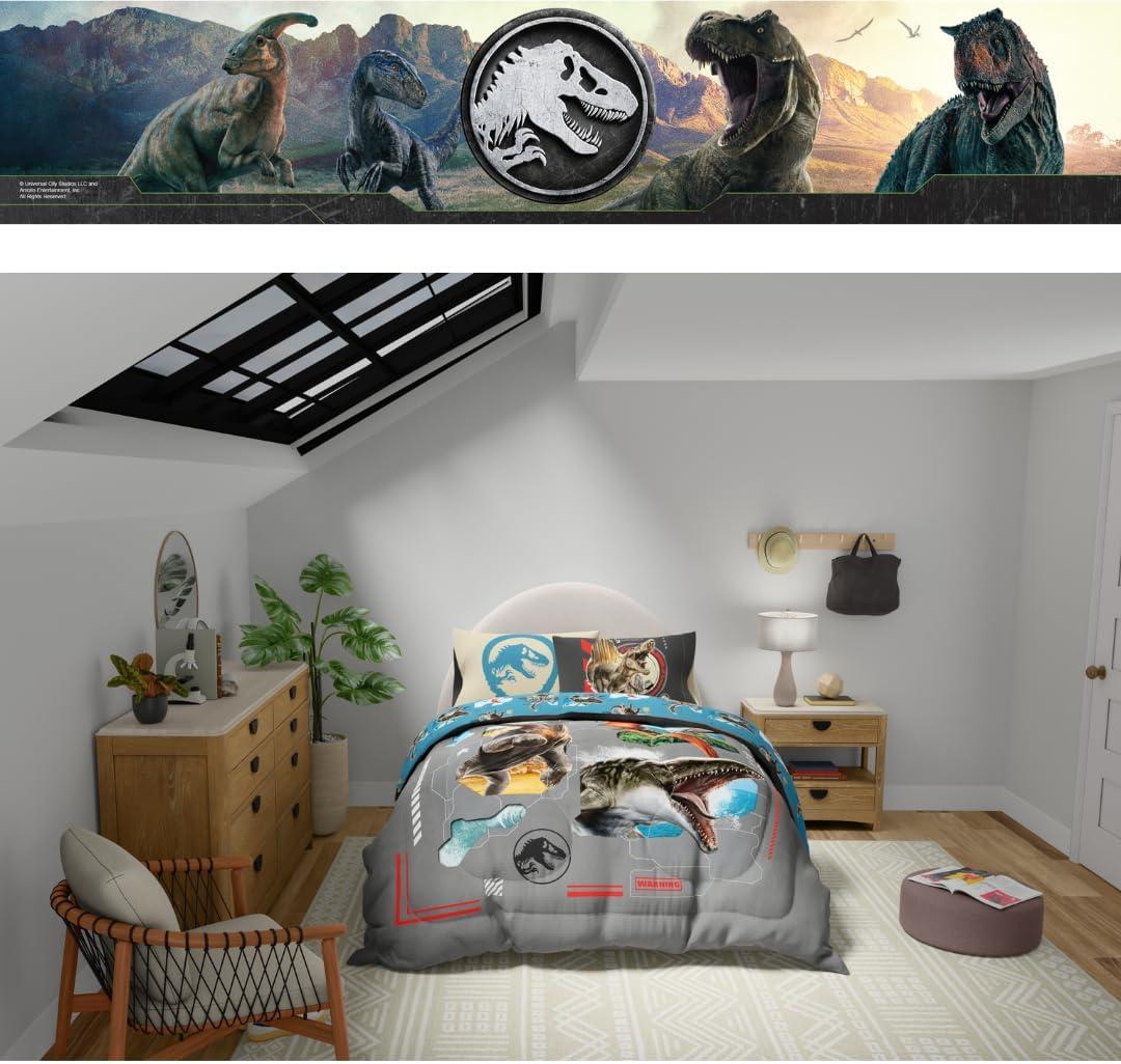 imageFranco Ms Rachel Educational Adventures Kids Bedding Super Soft Microfiber Comforter and Sheet Set 4 Piece Twin Size Officially Licensed ProductJurassic World Rebirth