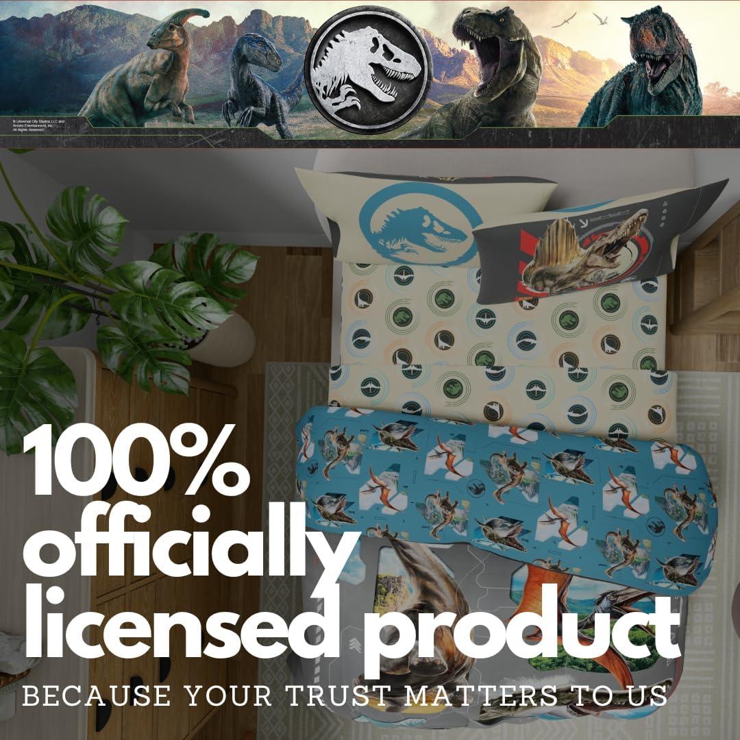 imageFranco Ms Rachel Educational Adventures Kids Bedding Super Soft Microfiber Comforter and Sheet Set 4 Piece Twin Size Officially Licensed ProductJurassic World Rebirth