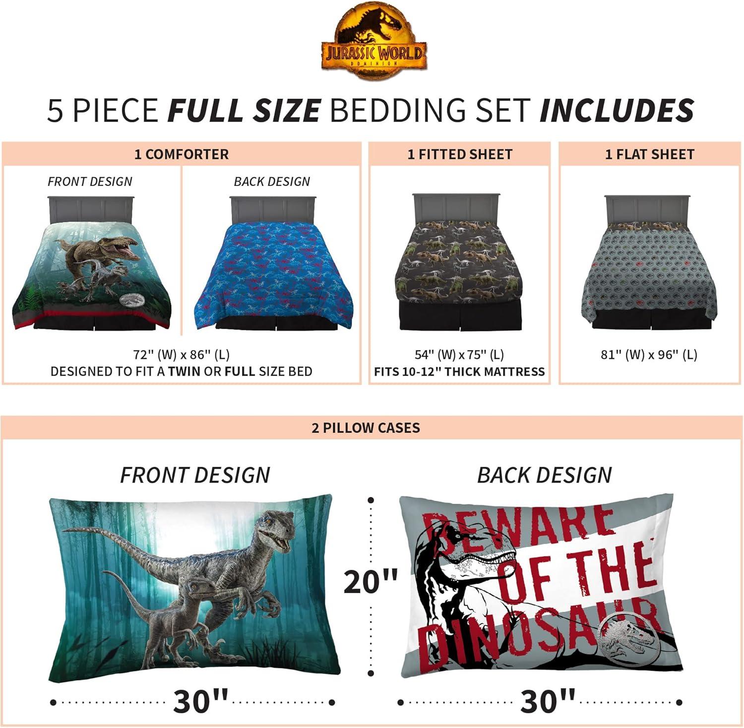 imageFranco Ms Rachel Educational Adventures Kids Bedding Super Soft Microfiber Comforter and Sheet Set 4 Piece Twin Size Officially Licensed ProductJurassic World Dominion