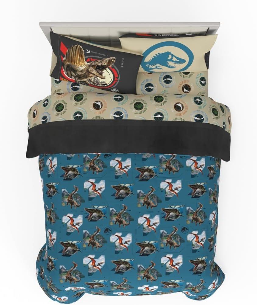 imageFranco Ms Rachel Educational Adventures Kids Bedding Super Soft Microfiber Comforter and Sheet Set 4 Piece Twin Size Officially Licensed ProductJurassic World Rebirth