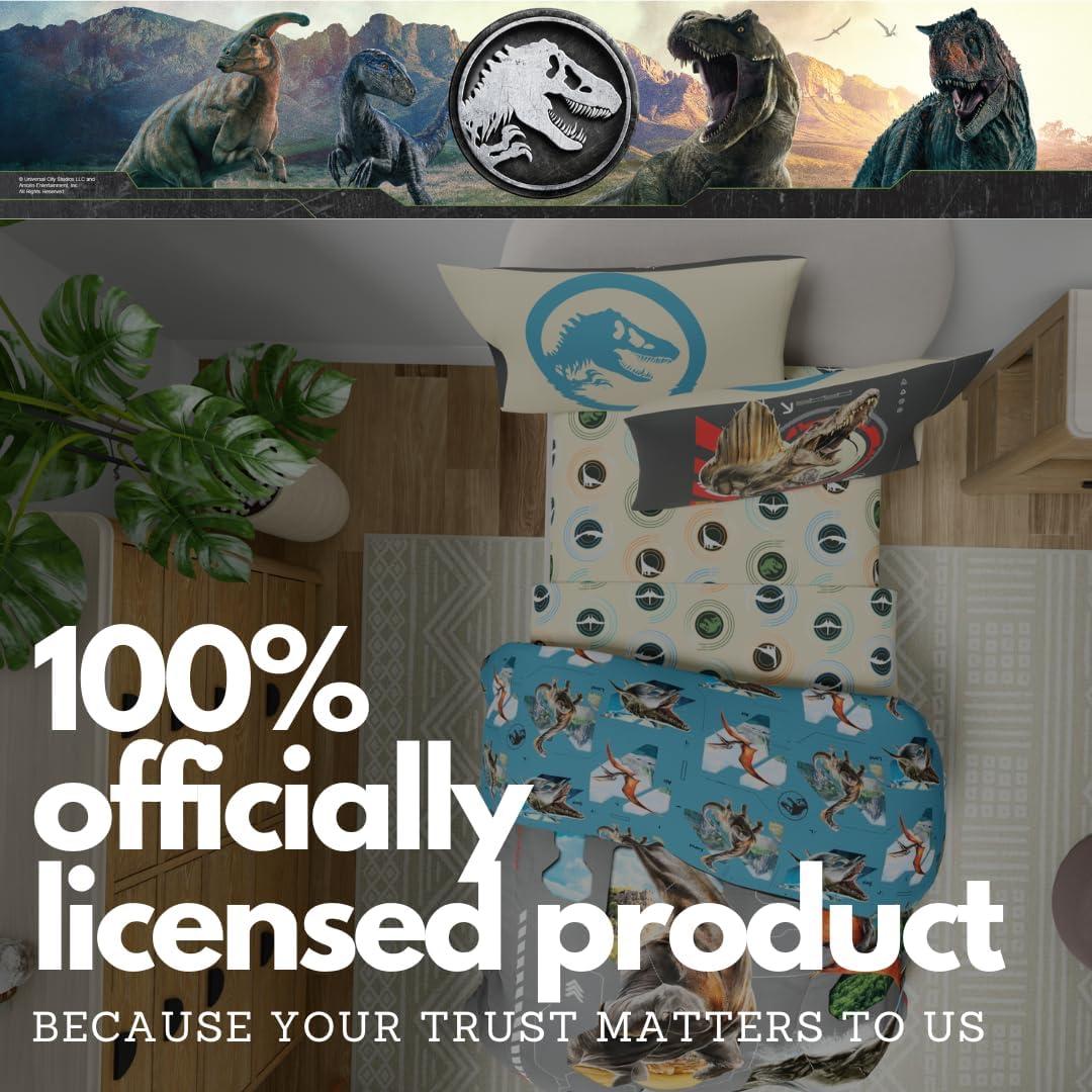 imageFranco Ms Rachel Educational Adventures Kids Bedding Super Soft Microfiber Comforter and Sheet Set 4 Piece Twin Size Officially Licensed ProductJurassic World Rebirth