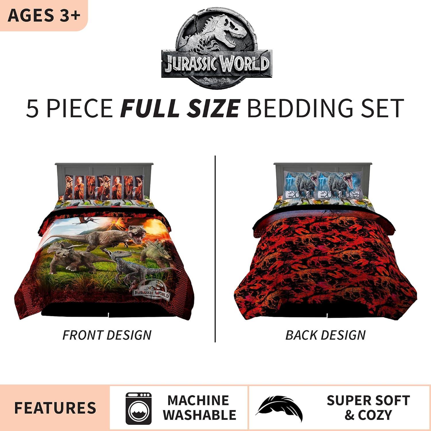 imageFranco Ms Rachel Educational Adventures Kids Bedding Super Soft Microfiber Comforter and Sheet Set 4 Piece Twin Size Officially Licensed ProductJurassic World