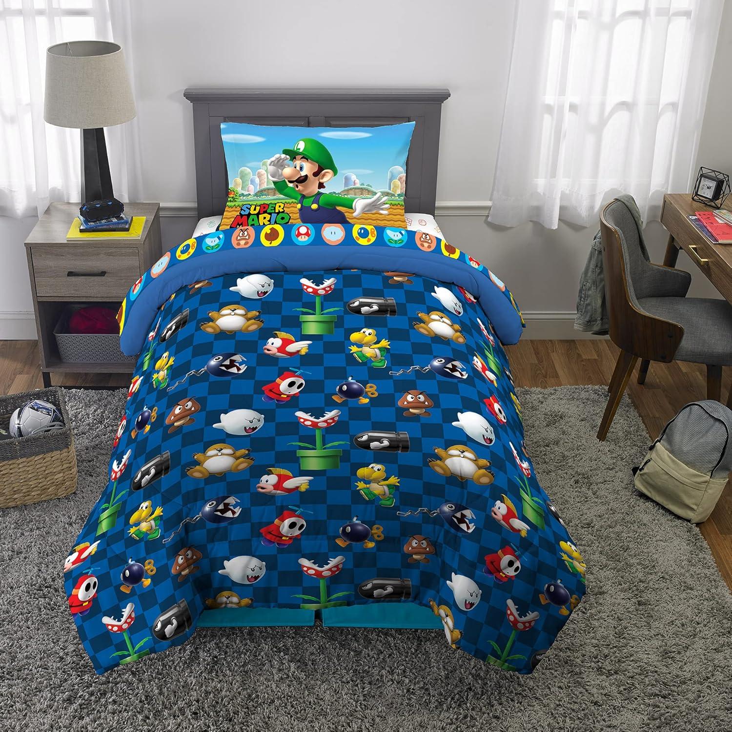 imageFranco Ms Rachel Educational Adventures Kids Bedding Super Soft Microfiber Comforter and Sheet Set 4 Piece Twin Size Officially Licensed ProductMario