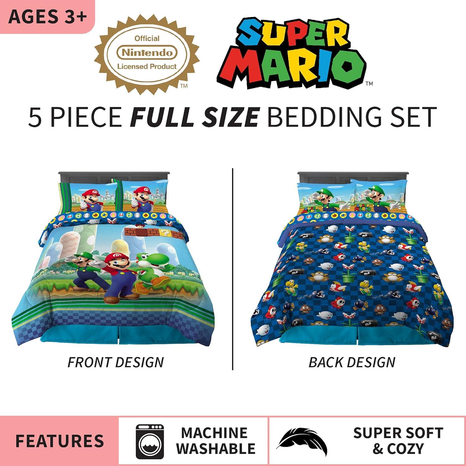 imageFranco Ms Rachel Educational Adventures Kids Bedding Super Soft Microfiber Comforter and Sheet Set 4 Piece Twin Size Officially Licensed ProductMario