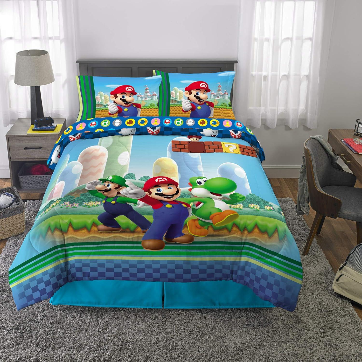 imageFranco Ms Rachel Educational Adventures Kids Bedding Super Soft Microfiber Comforter and Sheet Set 4 Piece Twin Size Officially Licensed ProductMario