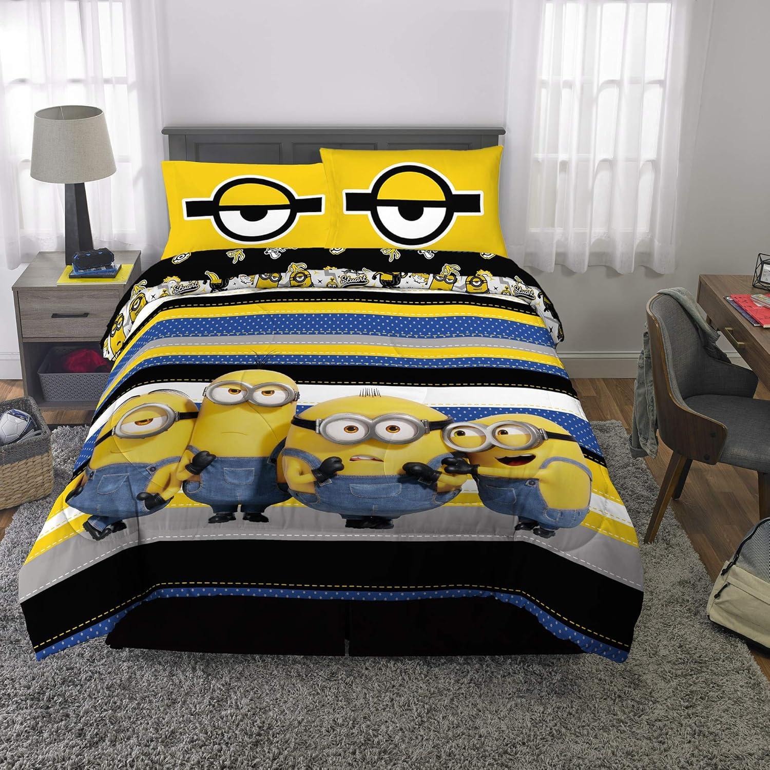 imageFranco Ms Rachel Educational Adventures Kids Bedding Super Soft Microfiber Comforter and Sheet Set 4 Piece Twin Size Officially Licensed ProductMinions the Rise of Gru