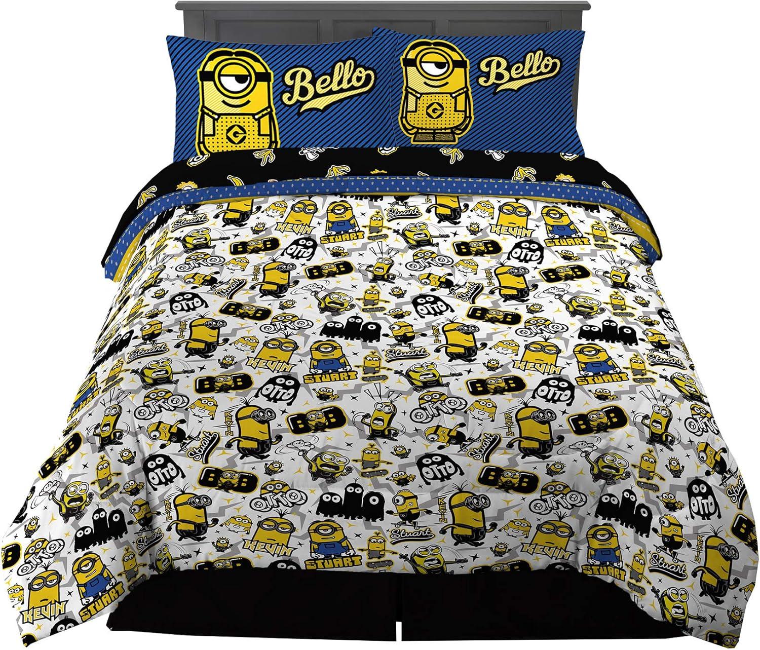 imageFranco Ms Rachel Educational Adventures Kids Bedding Super Soft Microfiber Comforter and Sheet Set 4 Piece Twin Size Officially Licensed ProductMinions the Rise of Gru