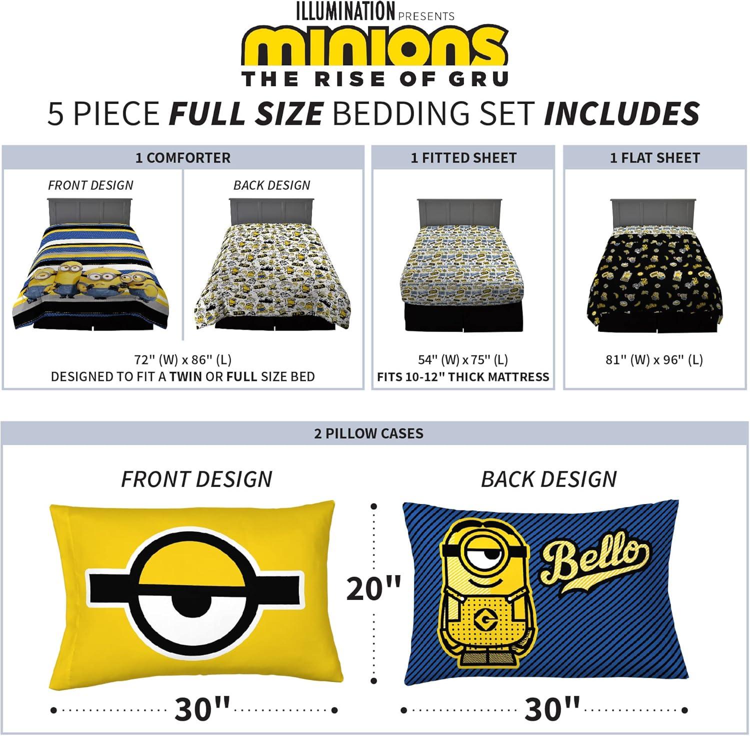 imageFranco Ms Rachel Educational Adventures Kids Bedding Super Soft Microfiber Comforter and Sheet Set 4 Piece Twin Size Officially Licensed ProductMinions the Rise of Gru