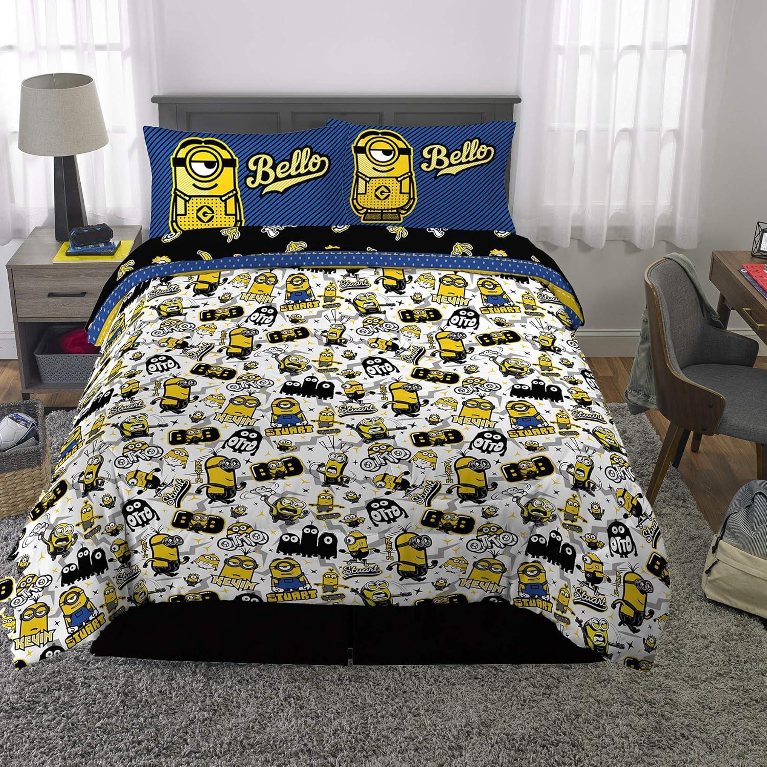 imageFranco Ms Rachel Educational Adventures Kids Bedding Super Soft Microfiber Comforter and Sheet Set 4 Piece Twin Size Officially Licensed ProductMinions the Rise of Gru