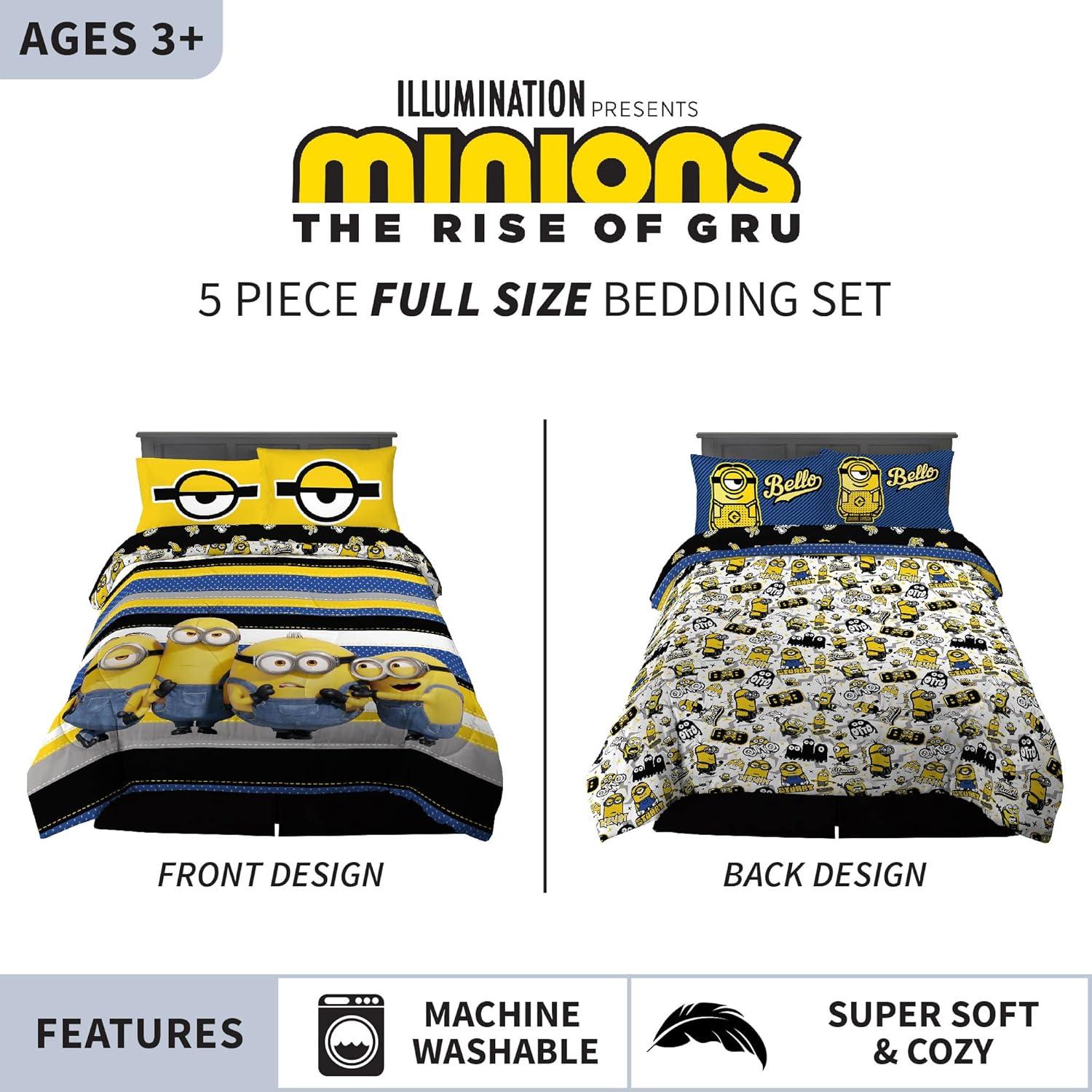 imageFranco Ms Rachel Educational Adventures Kids Bedding Super Soft Microfiber Comforter and Sheet Set 4 Piece Twin Size Officially Licensed ProductMinions the Rise of Gru