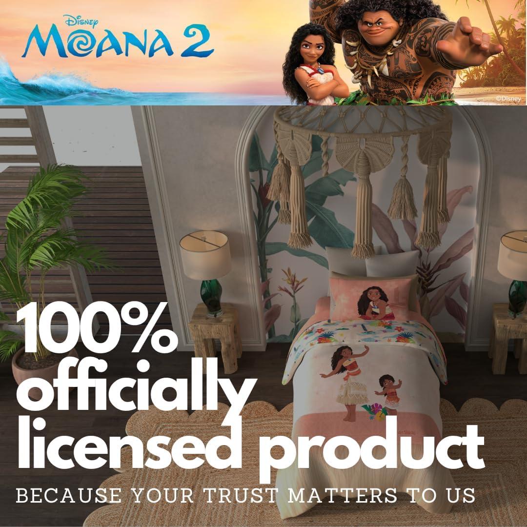 imageFranco Ms Rachel Educational Adventures Kids Bedding Super Soft Microfiber Comforter and Sheet Set 4 Piece Twin Size Officially Licensed ProductMoana 2