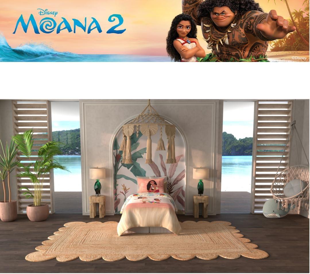 imageFranco Ms Rachel Educational Adventures Kids Bedding Super Soft Microfiber Comforter and Sheet Set 4 Piece Twin Size Officially Licensed ProductMoana 2