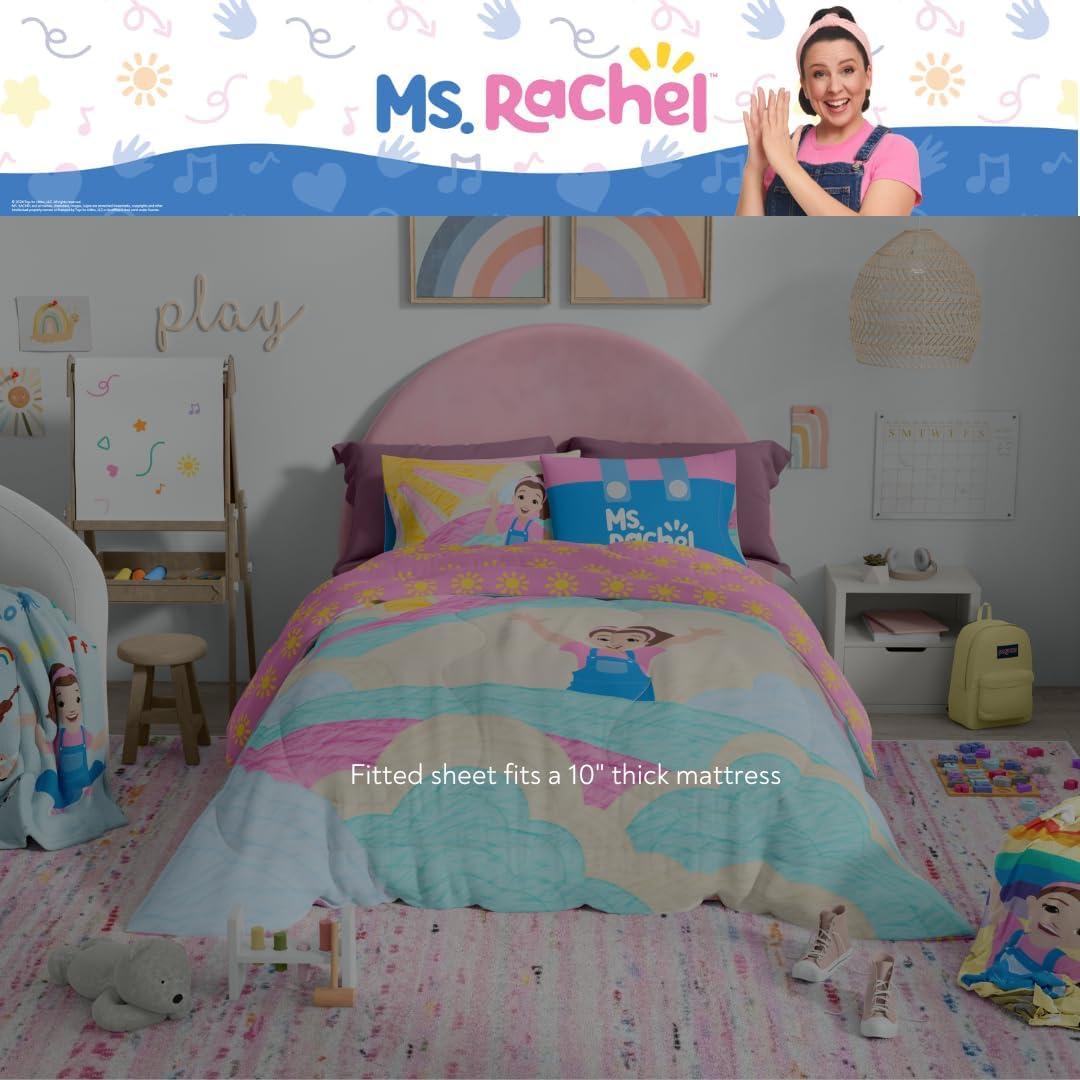 imageFranco Ms Rachel Educational Adventures Kids Bedding Super Soft Microfiber Comforter and Sheet Set 4 Piece Twin Size Officially Licensed ProductMs Rachel