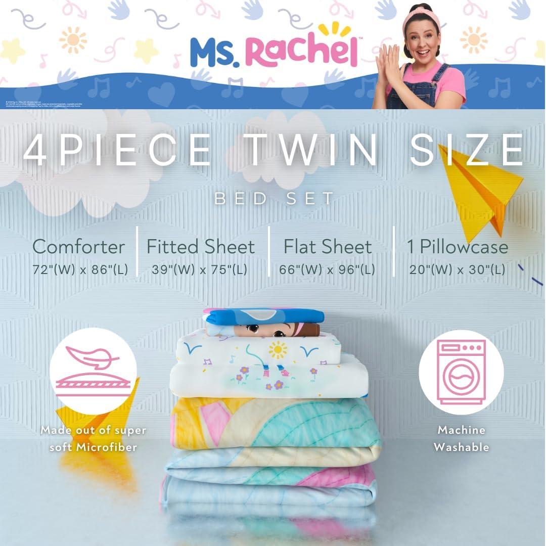 imageFranco Ms Rachel Educational Adventures Kids Bedding Super Soft Microfiber Comforter and Sheet Set 4 Piece Twin Size Officially Licensed ProductMs Rachel
