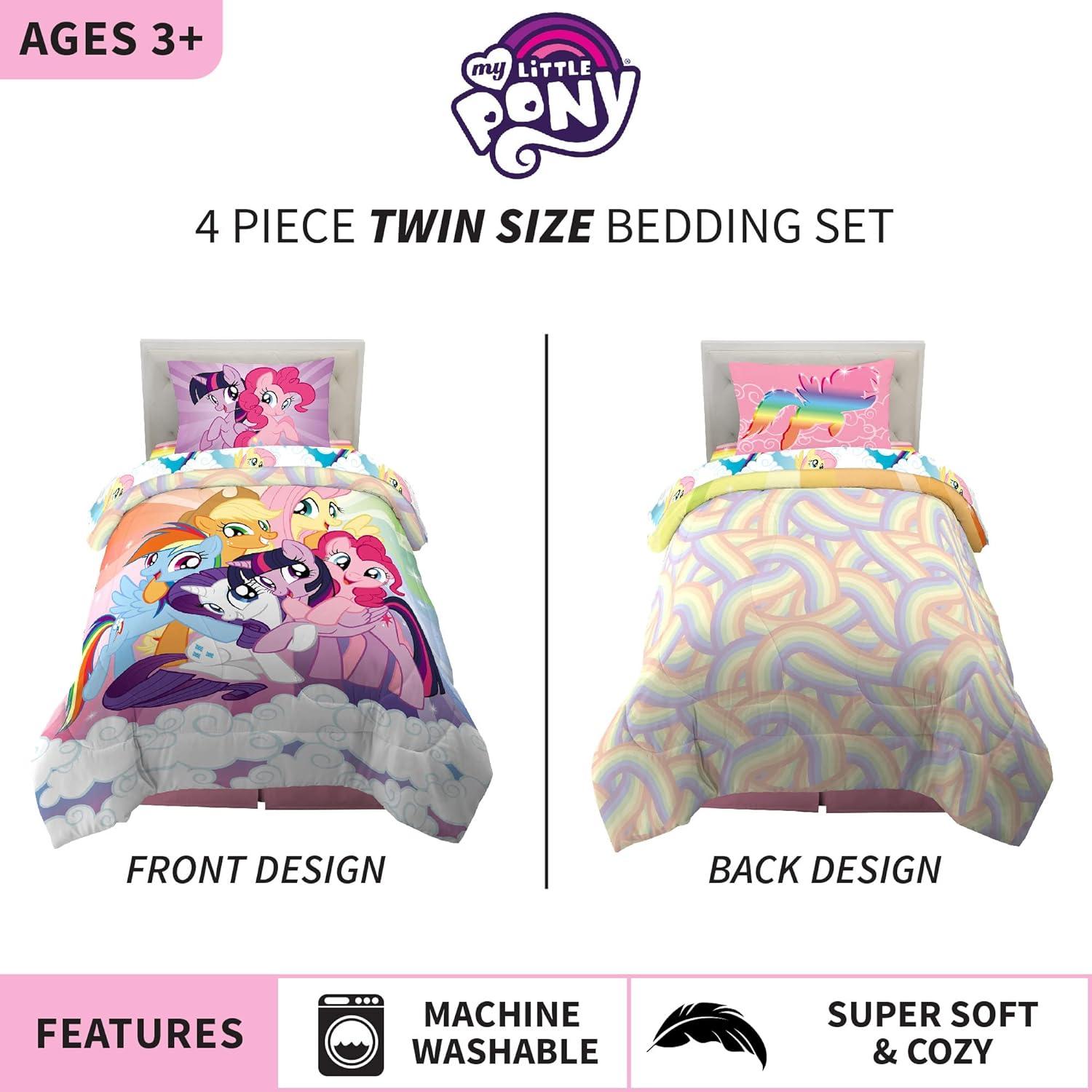 imageFranco Ms Rachel Educational Adventures Kids Bedding Super Soft Microfiber Comforter and Sheet Set 4 Piece Twin Size Officially Licensed ProductMy Little Pony