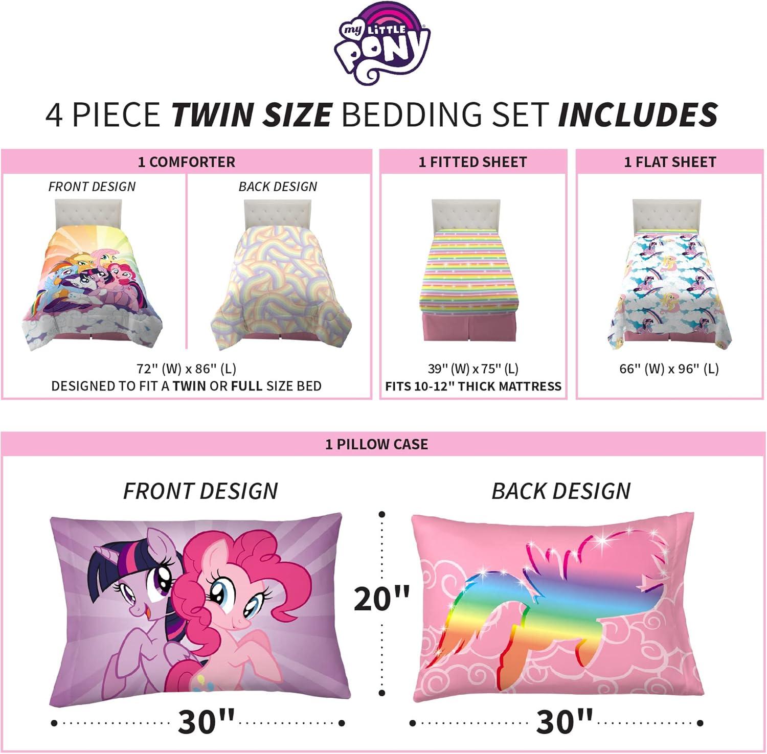 imageFranco Ms Rachel Educational Adventures Kids Bedding Super Soft Microfiber Comforter and Sheet Set 4 Piece Twin Size Officially Licensed ProductMy Little Pony
