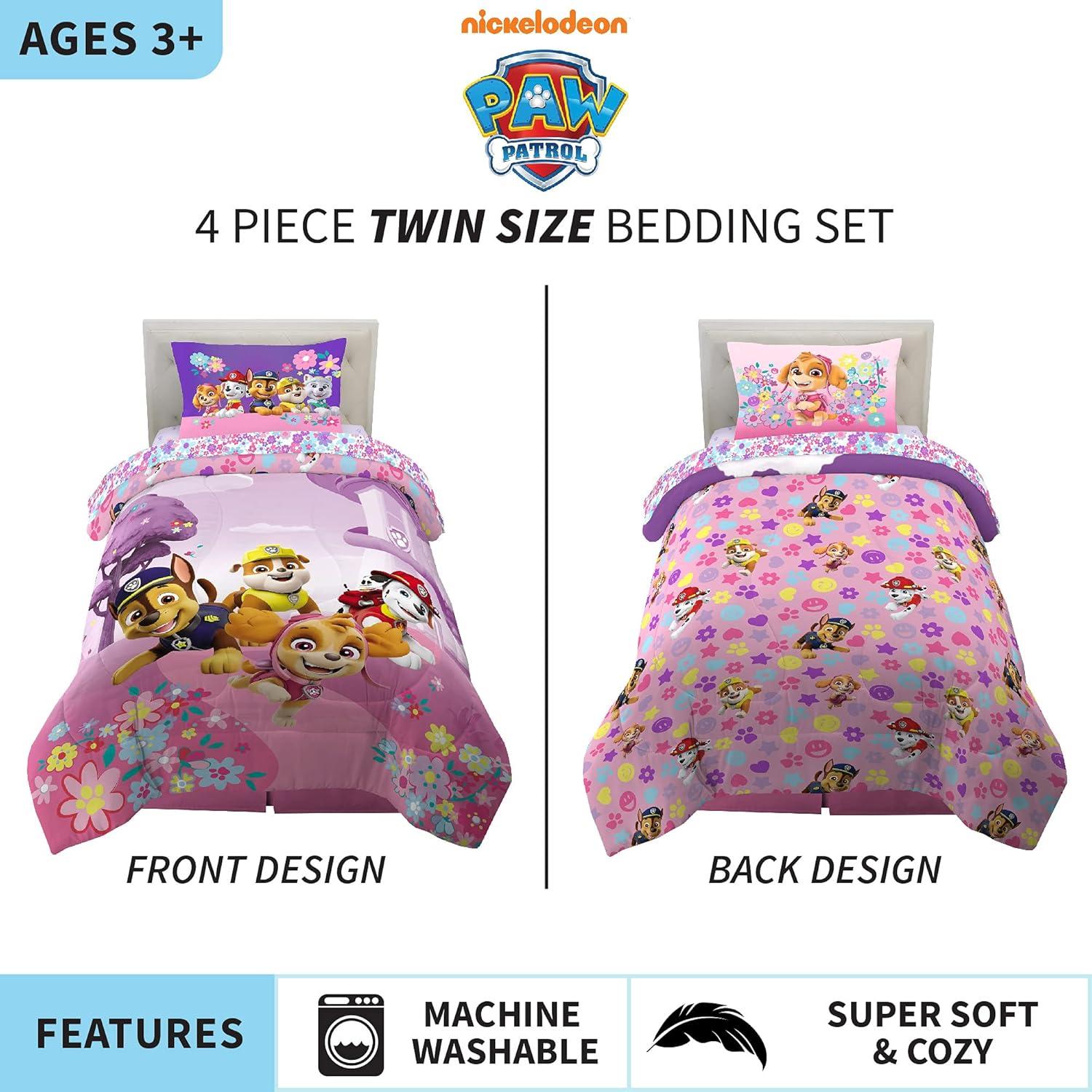 imageFranco Ms Rachel Educational Adventures Kids Bedding Super Soft Microfiber Comforter and Sheet Set 4 Piece Twin Size Officially Licensed ProductPaw Patrol Girls