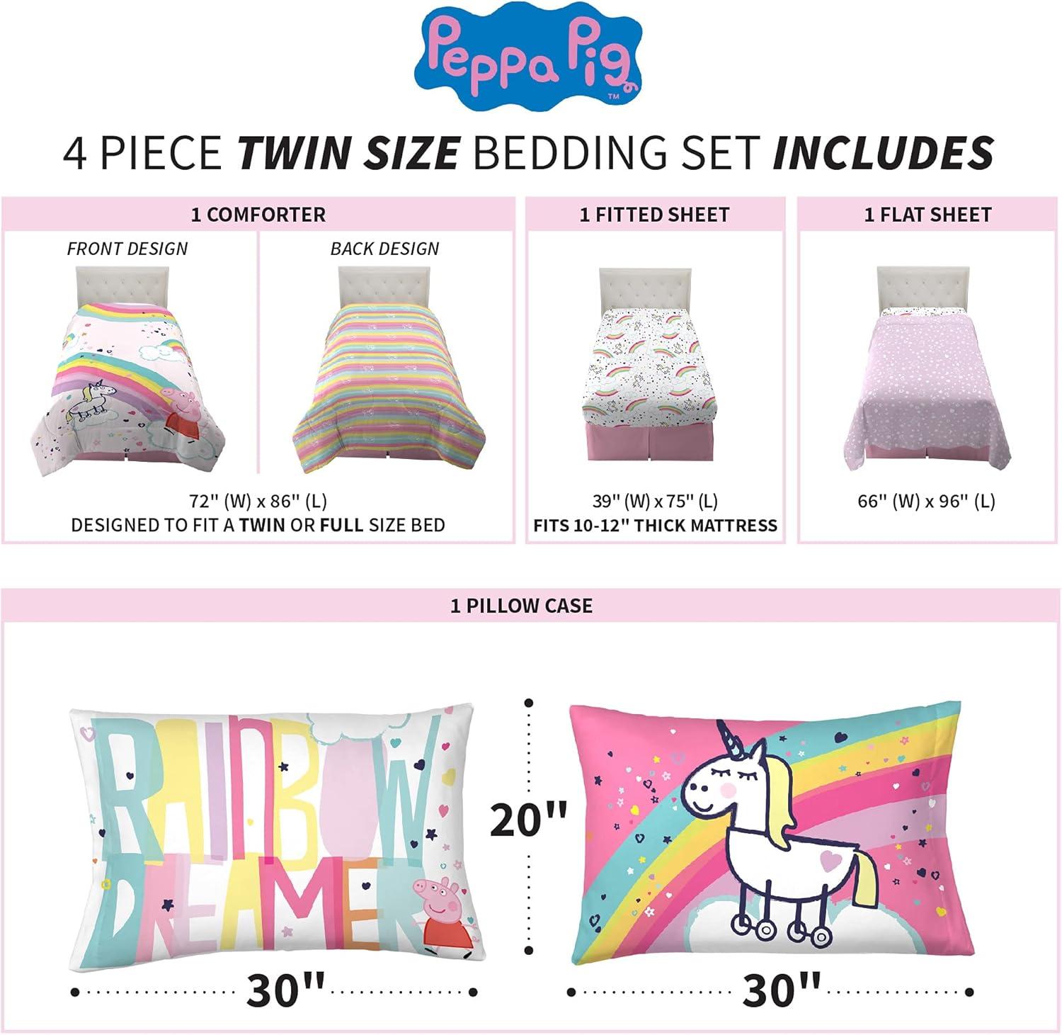 imageFranco Ms Rachel Educational Adventures Kids Bedding Super Soft Microfiber Comforter and Sheet Set 4 Piece Twin Size Officially Licensed ProductPeppa Pig