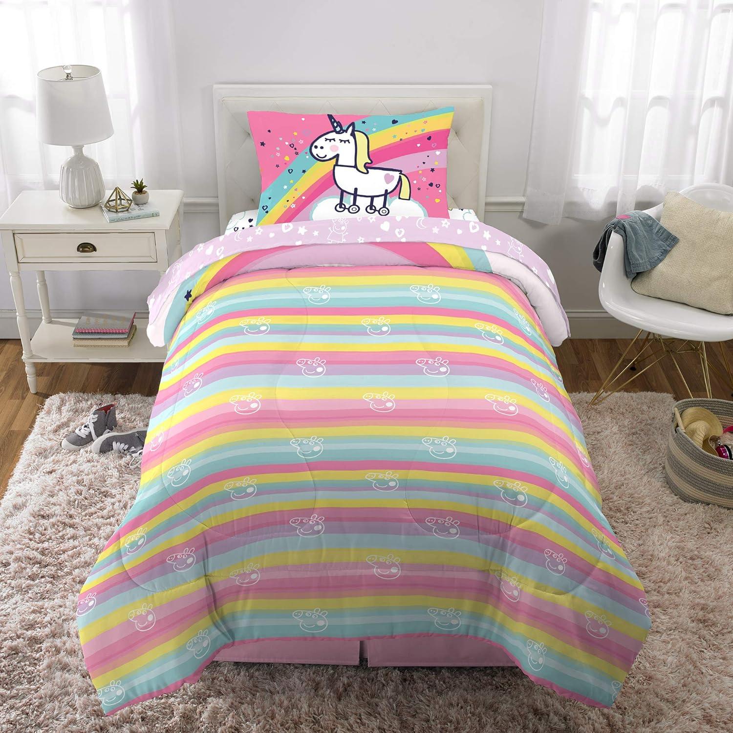 imageFranco Ms Rachel Educational Adventures Kids Bedding Super Soft Microfiber Comforter and Sheet Set 4 Piece Twin Size Officially Licensed ProductPeppa Pig