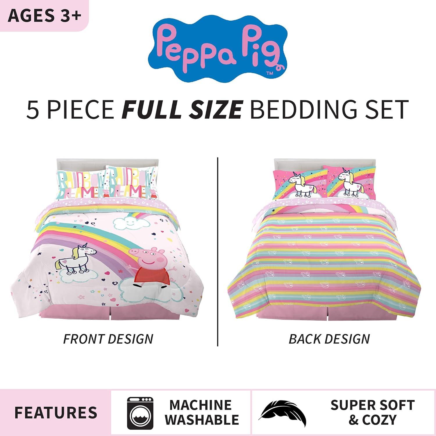 imageFranco Ms Rachel Educational Adventures Kids Bedding Super Soft Microfiber Comforter and Sheet Set 4 Piece Twin Size Officially Licensed ProductPeppa Pig