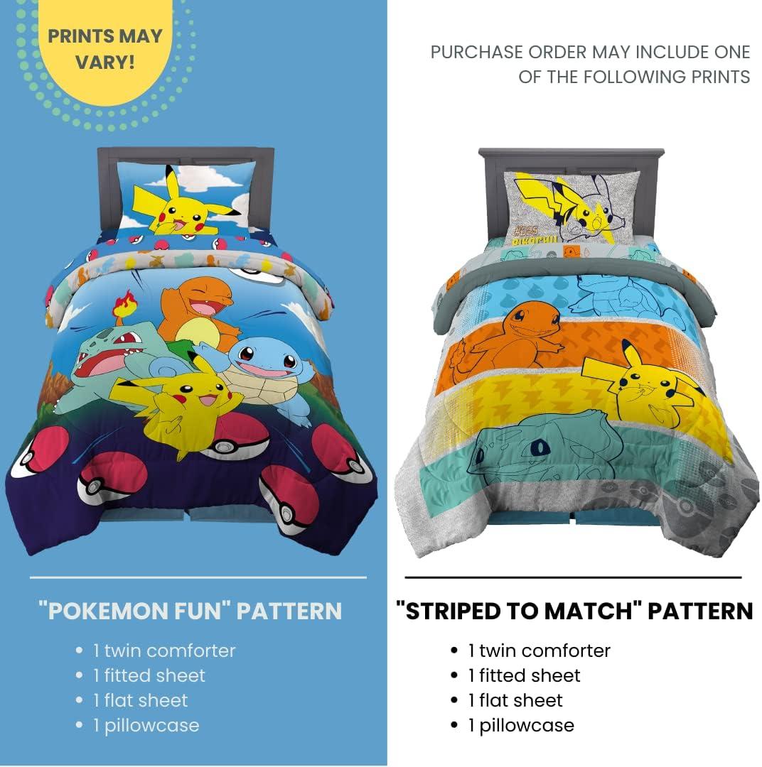 imageFranco Ms Rachel Educational Adventures Kids Bedding Super Soft Microfiber Comforter and Sheet Set 4 Piece Twin Size Officially Licensed ProductPokemon