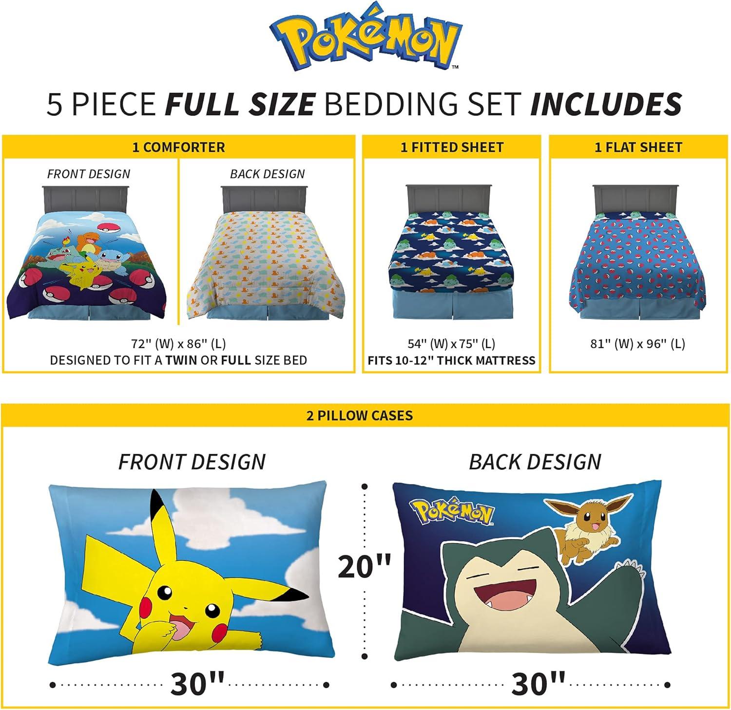 imageFranco Ms Rachel Educational Adventures Kids Bedding Super Soft Microfiber Comforter and Sheet Set 4 Piece Twin Size Officially Licensed ProductPokemon