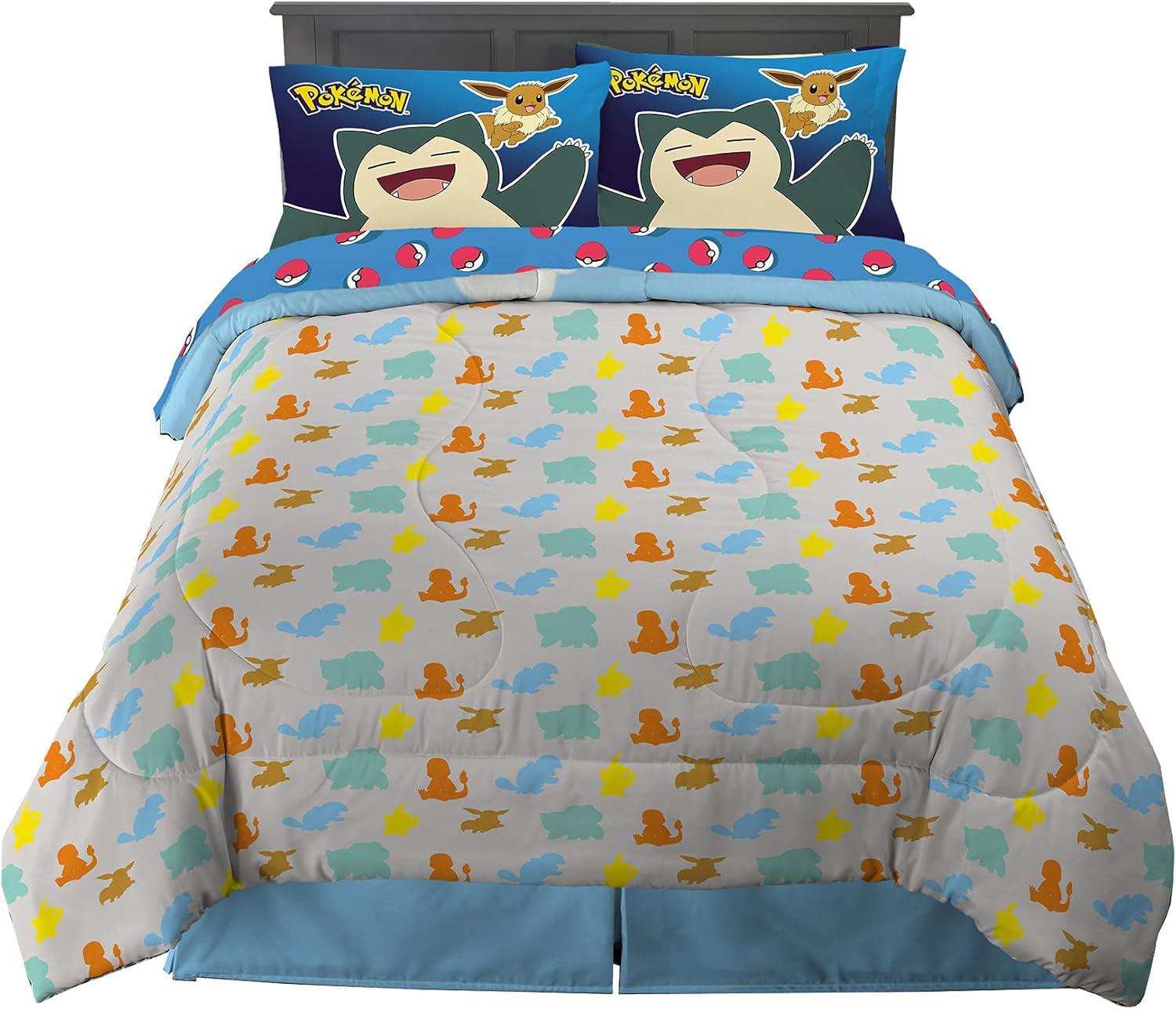 imageFranco Ms Rachel Educational Adventures Kids Bedding Super Soft Microfiber Comforter and Sheet Set 4 Piece Twin Size Officially Licensed ProductPokemon