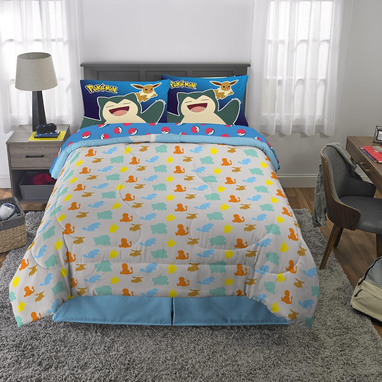 imageFranco Ms Rachel Educational Adventures Kids Bedding Super Soft Microfiber Comforter and Sheet Set 4 Piece Twin Size Officially Licensed ProductPokemon